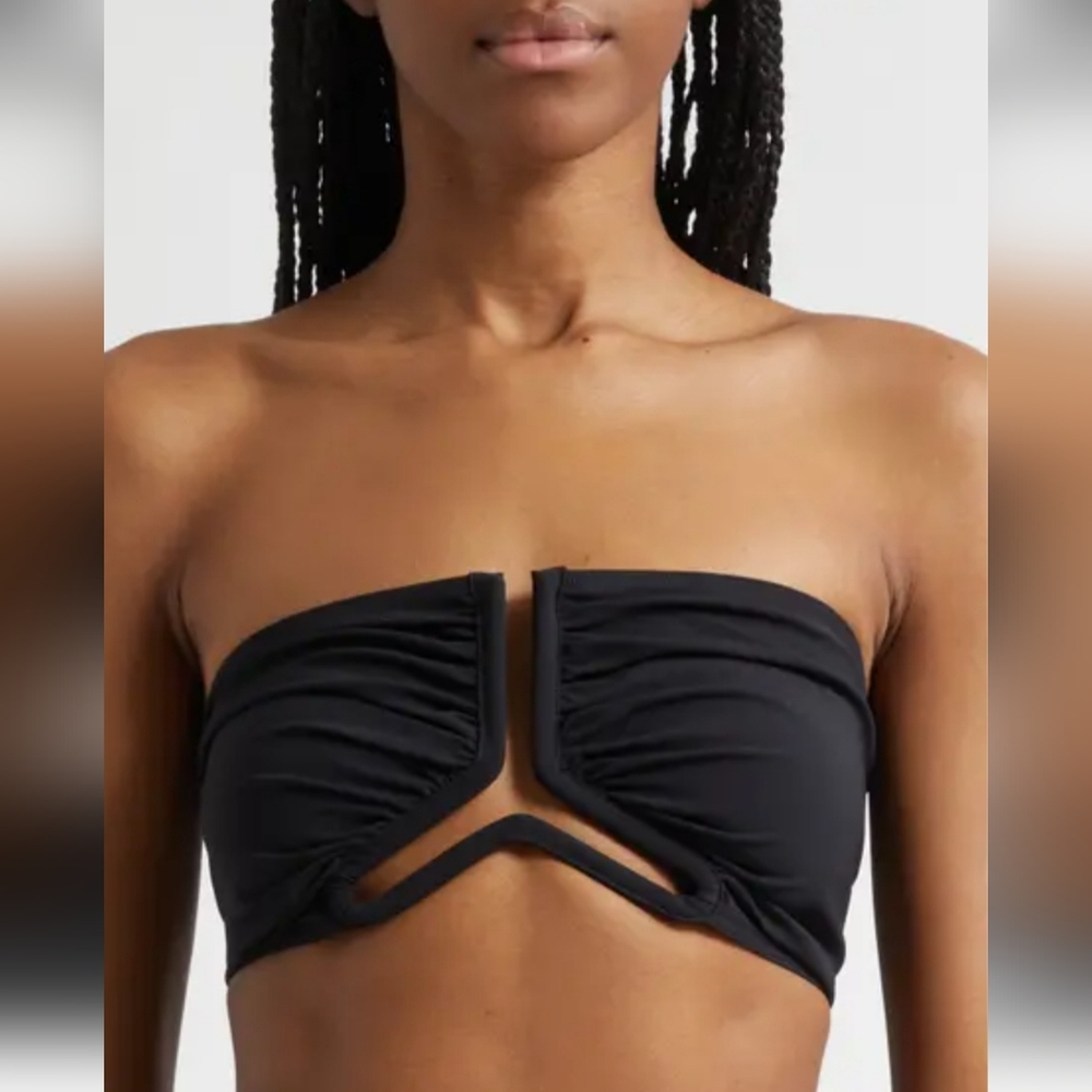 RICK OWENS CUTOUT BANDEAU BIKINI TOP  IN BLACK /SZ: 6-US /MADE IN ITALY